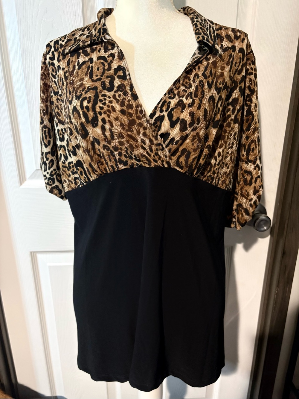 MKM Designs Black & Brown Leopard Print V-Neck Tunic